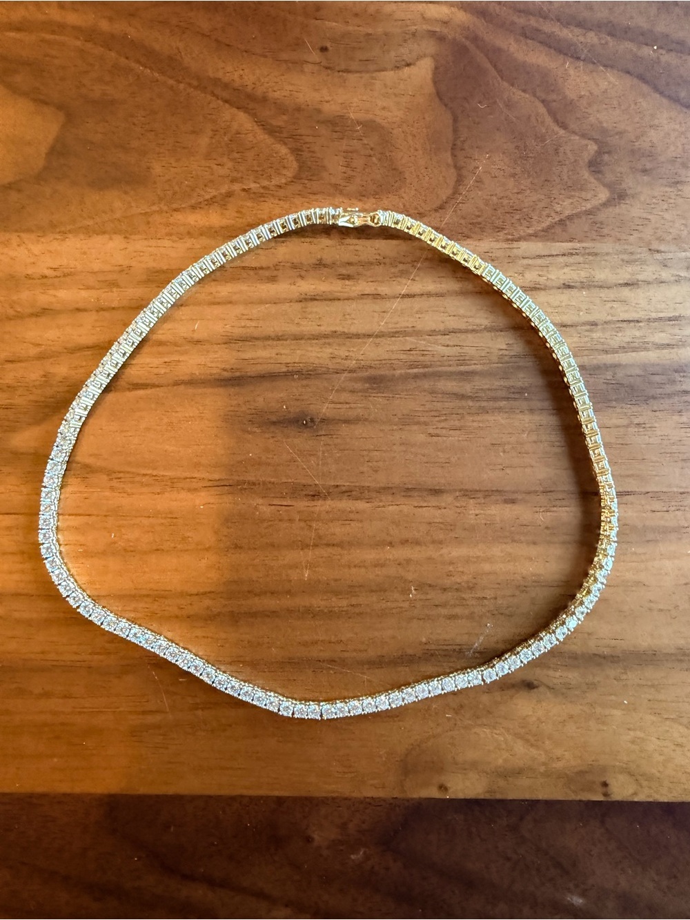 Gold and Clear Crystal Tennis Necklace - Elegant Women's Jewelry - 18 inches